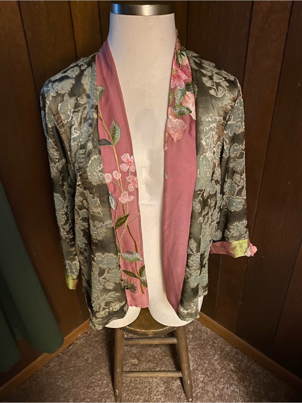 Lee Andersen Floral Embroidered Jacket Pink & Sage L
